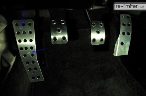 Dead pedal screw holes - only use the top 2. 
