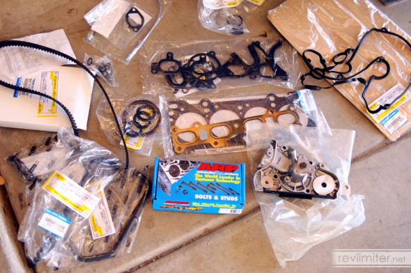 A complete engine gasket kit and some other goodies.