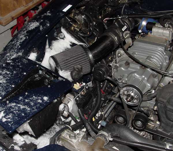 The coldest intake charge ever. Snowy Miata intake